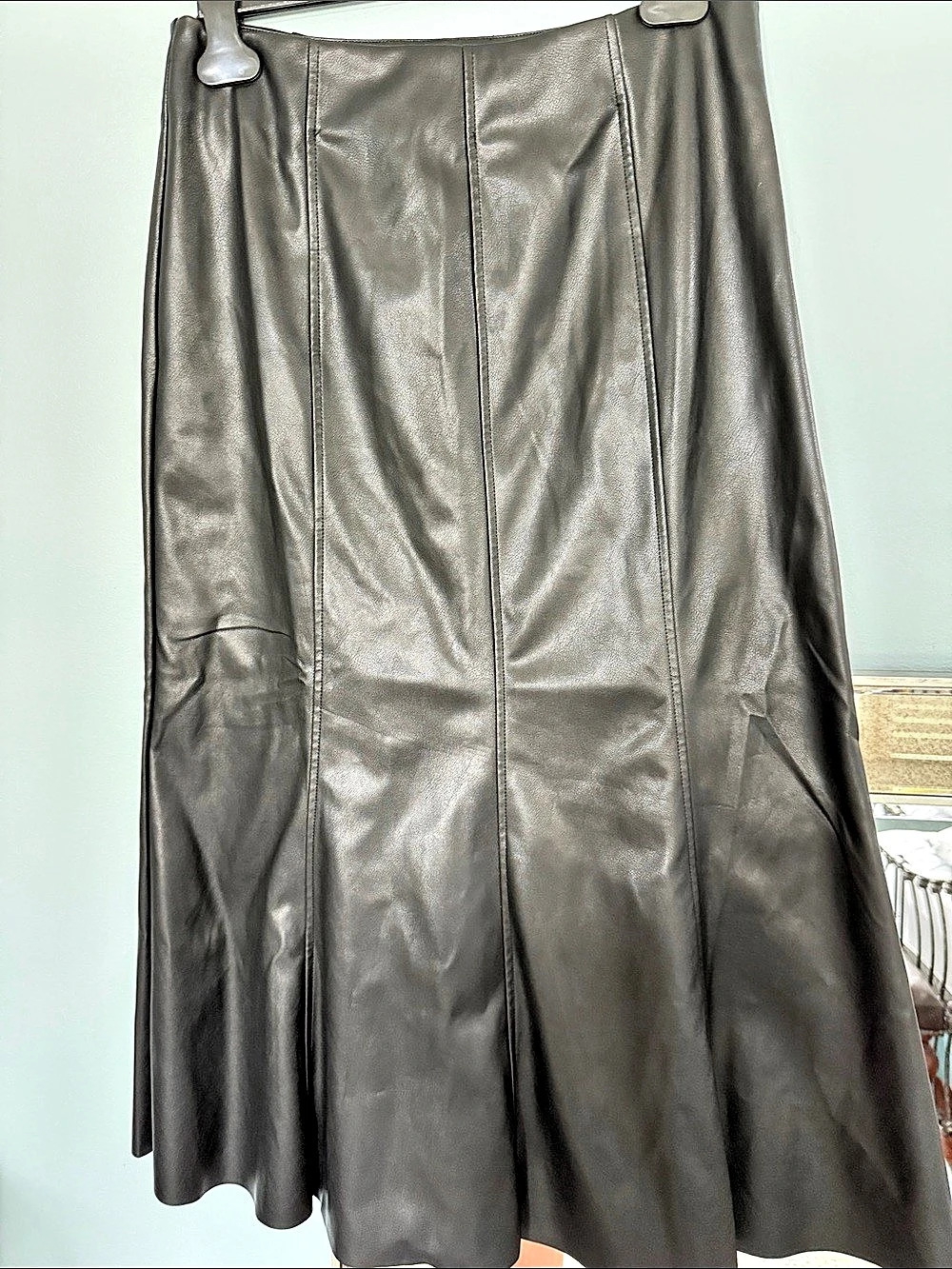 THML Milan Faux Leather Maxi Skirt Black Medium Like New